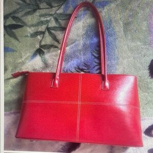Elegant Red Leather Tote Bag